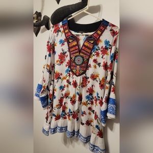 Calessa Dillards Embroidered Plus Sized Tunic womens top xl